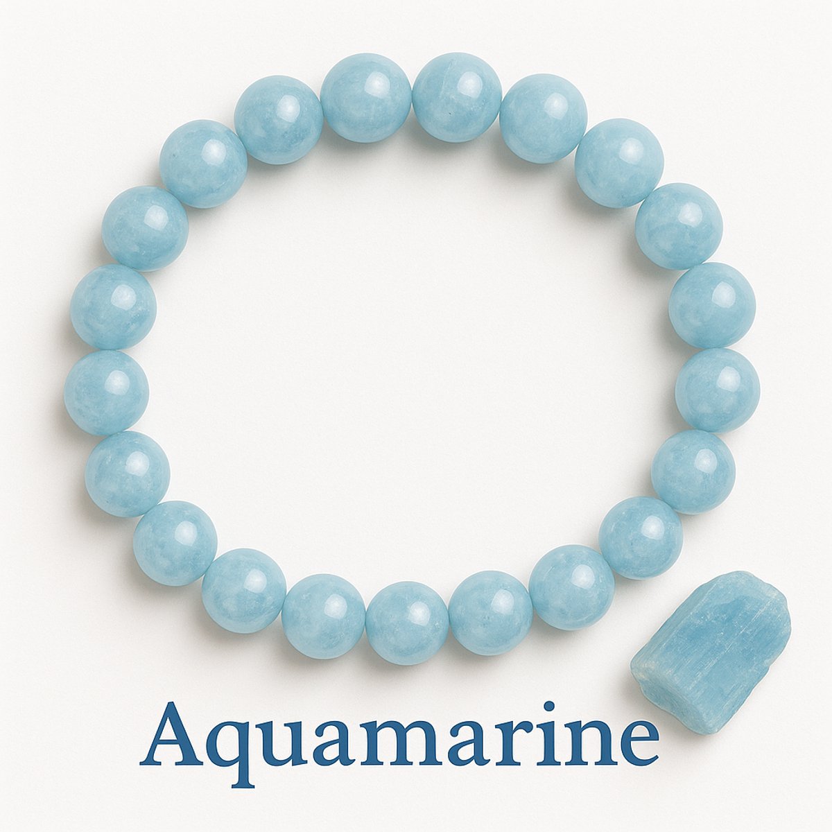 S4H Aquamarijn kralenarmband 8 mm – 18 cm