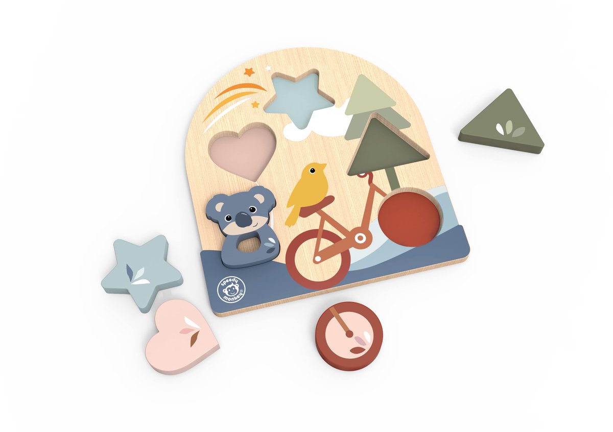 Speedy Monkey houten eerste vormenpuzzel 1-3 jaar