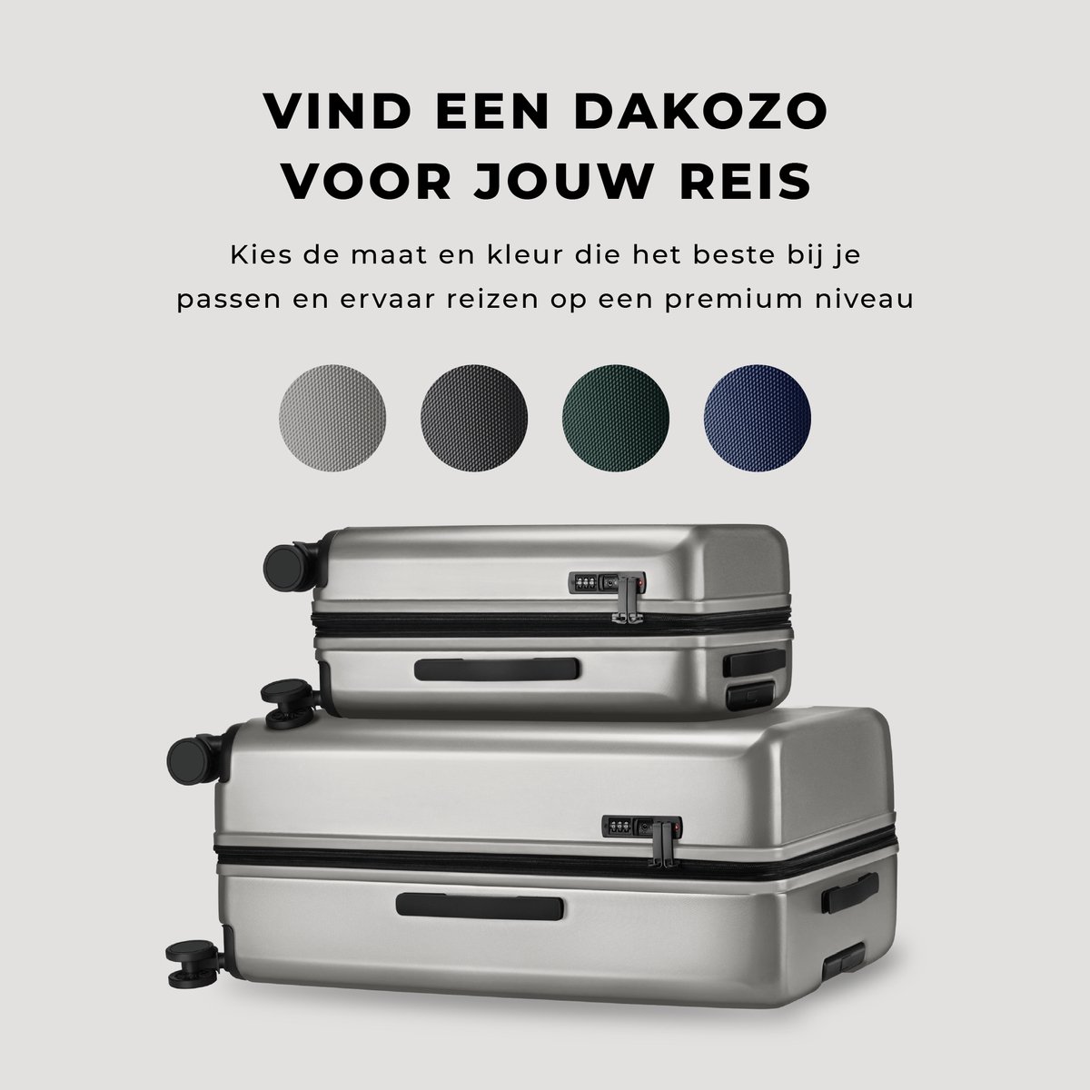 DAKOZO Handbagage Koffer 55x40x20 - Luxe Carry-On - Vergrootbare Reiskoffer - Veilig TSA cijferslot - Extra sterke YKK rits - Handbagage trolley - 100 procent Polycarbonaat - 39L - Zilver – foto 7