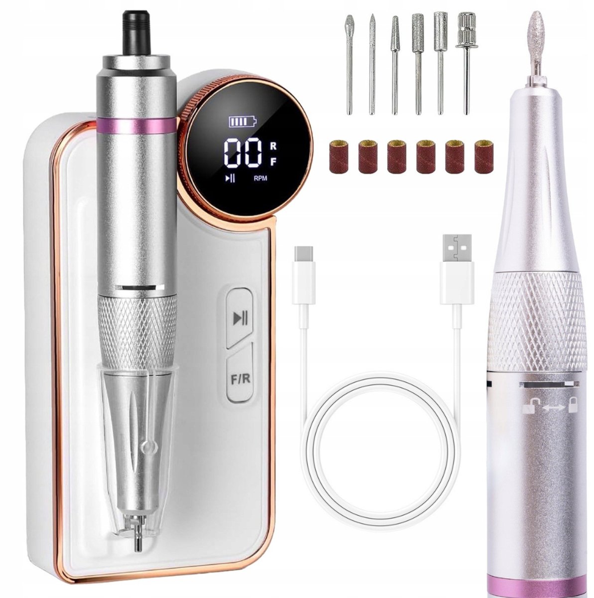MOZY® - Elektrische Nagelfrees - Draadloos - tot 8 uur - 50W - 35.000 RPM - Ergonomisch - Elektrische Nagelvijl - Manicure - Pedicure