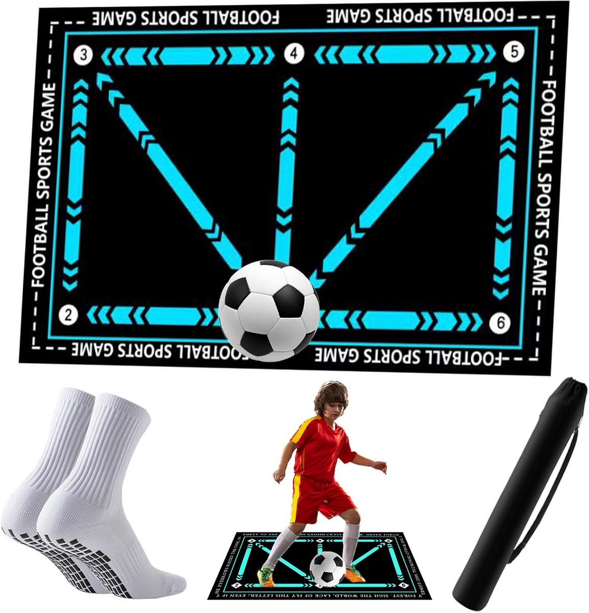 Voetbal trainingsmat 90 x 60 cm - Antislip oefenmat voor dribbelen en balcontrole