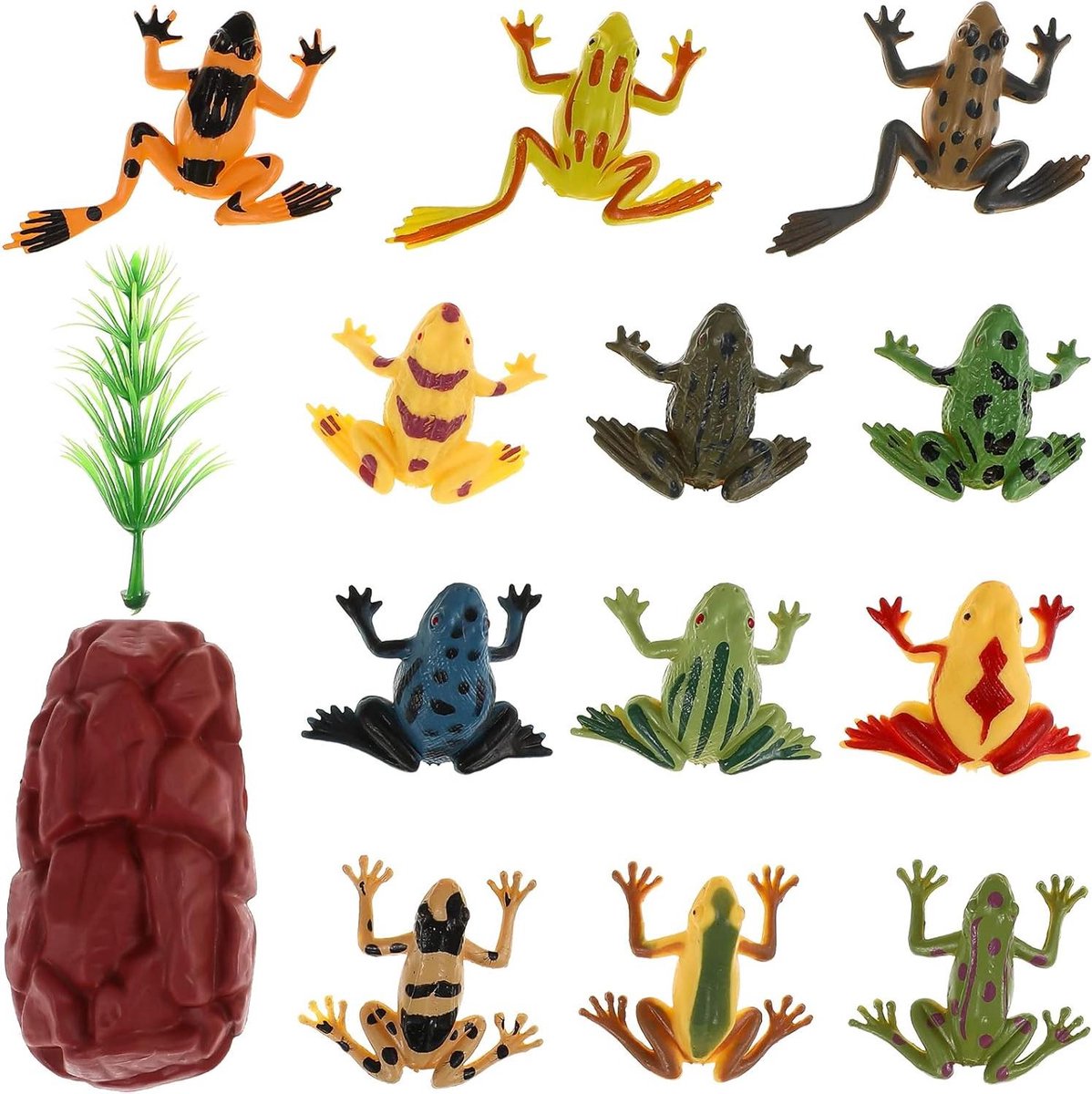Ronte - Mini rubberen kikkersets (12 stuks) - Realistische kikker figuur speelgoed - Decoratie bonsai ornament taart topper.
