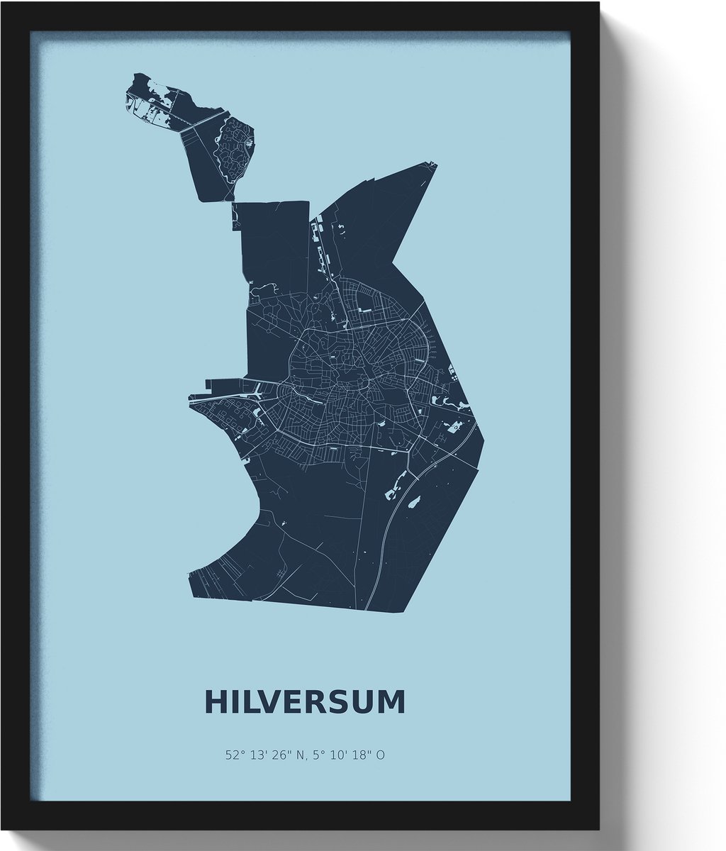 Poster Hilversum A3 - 30 x 42 cm - Blauw (Exclusief Lijst)