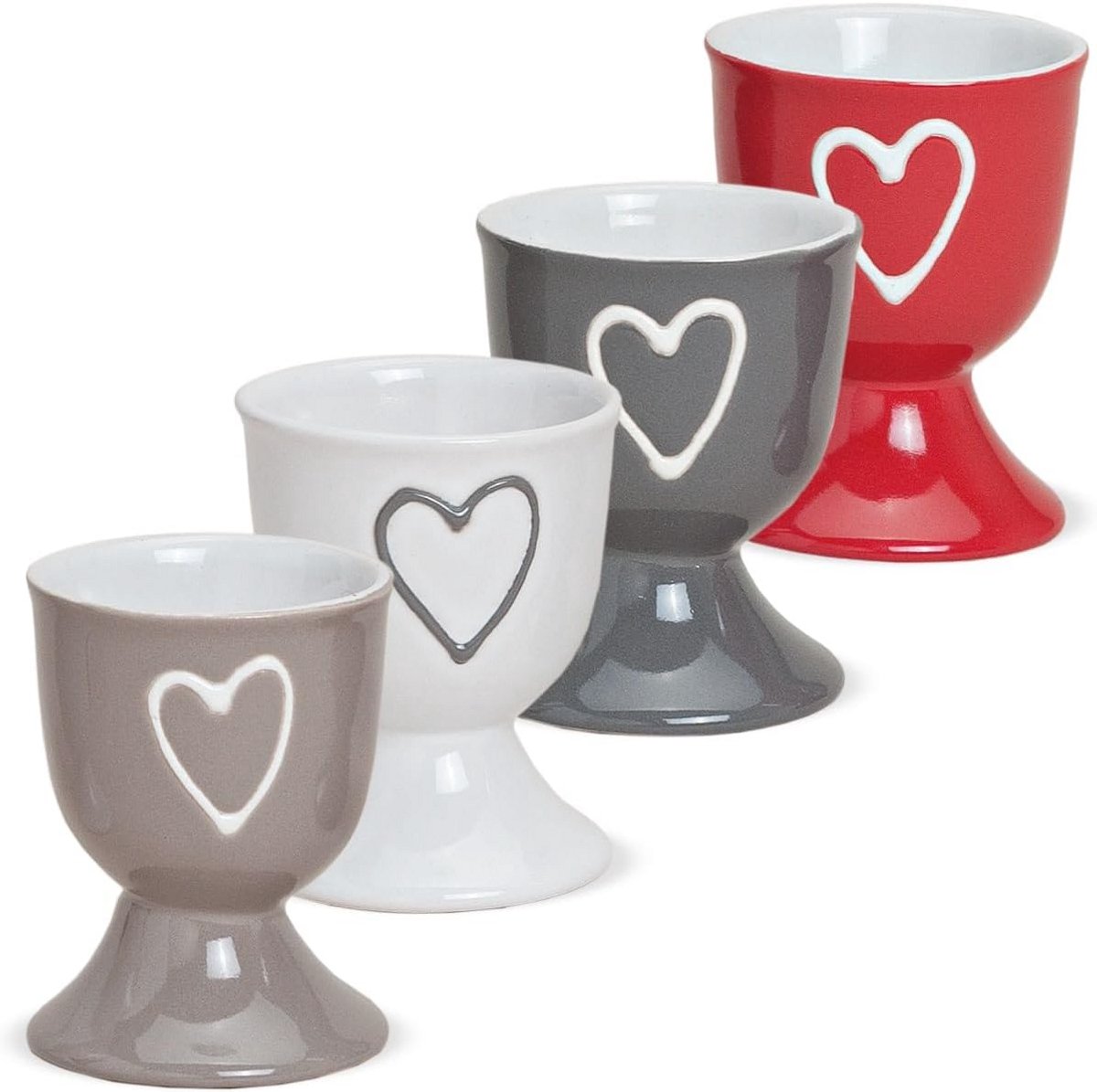 Kleurrijke eierdopjes met hartdecoratie - set van 4