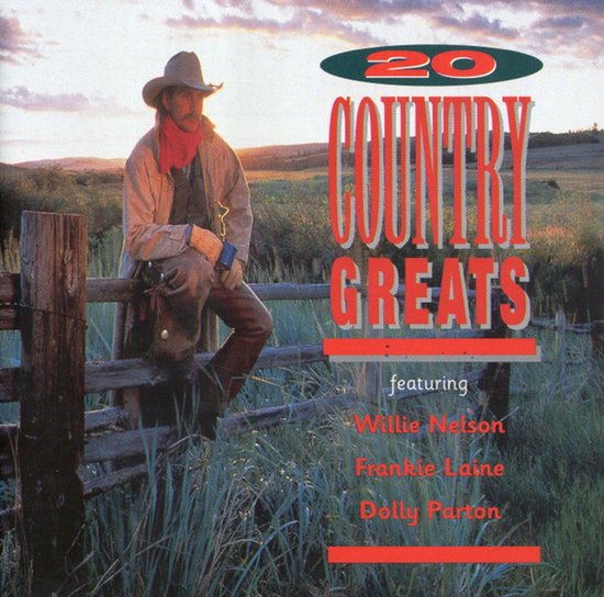 Een cowboy met een rode sjaal leunt op een houten hek in de zonsondergang. 20 Country Greats.