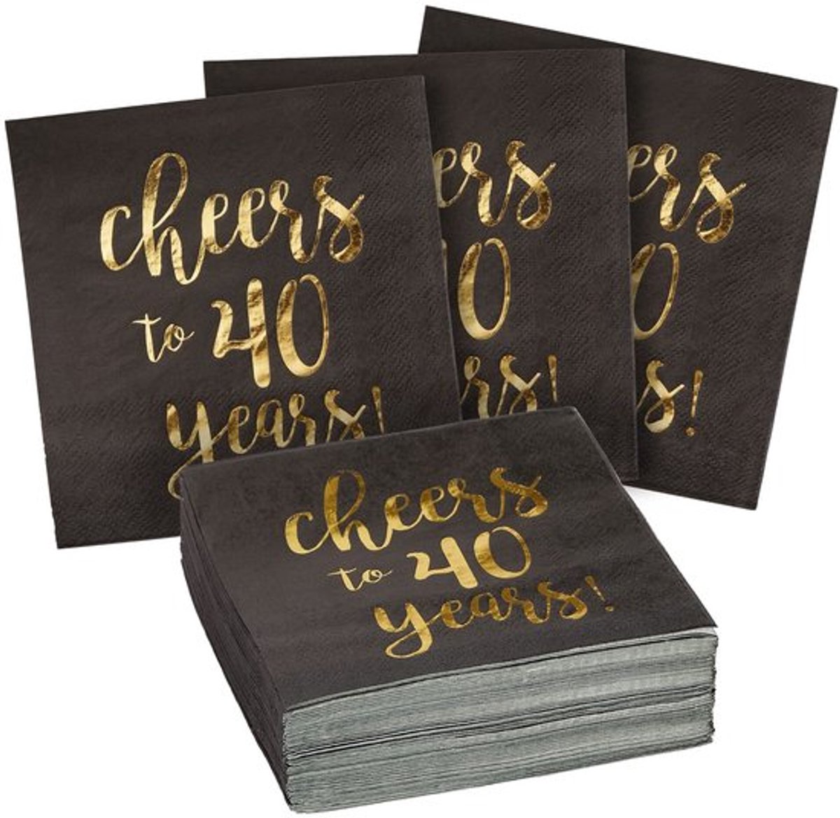 Cocktailservetten 50 Stuks - 40 Jaar Feest - 3-laags, 5 x 5 Inch Gevouwen
