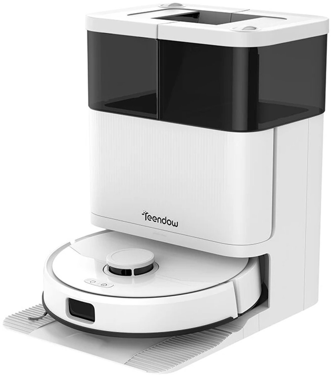 Teendow D63S ULTRA - Robotstofzuiger en moppenset, 10000Pa zuigkracht, superzuiging, randreiniging, automatische mopwas- en droogfunctie, zelfledigend