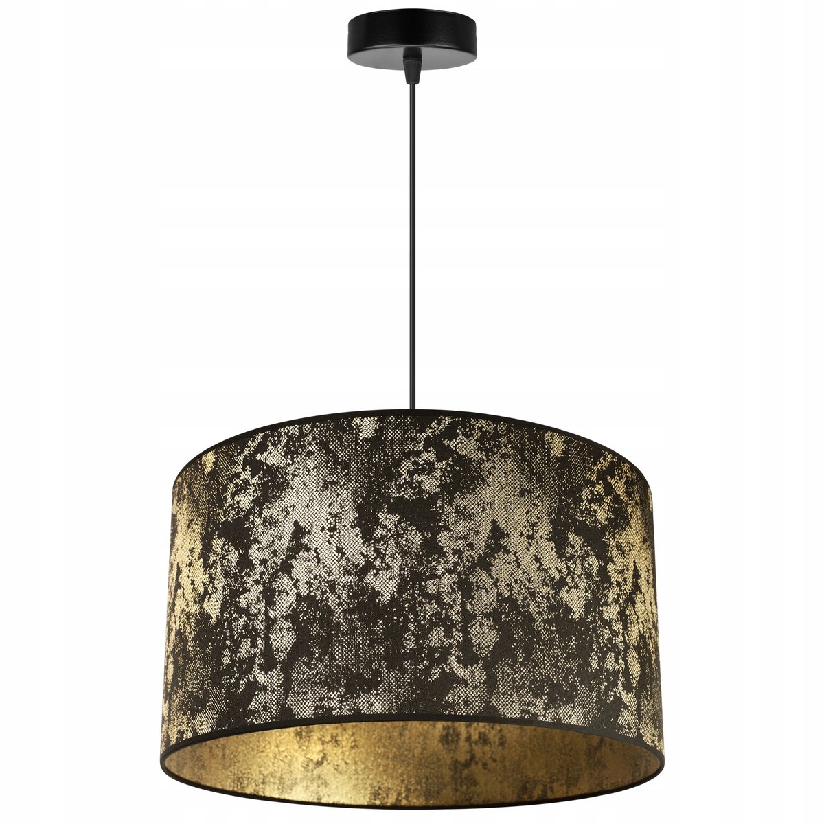 Light Home WERONA - Hanglamp 1-Lichts - Stoffen Kap Ø40 cm Zwart/Goud - E27