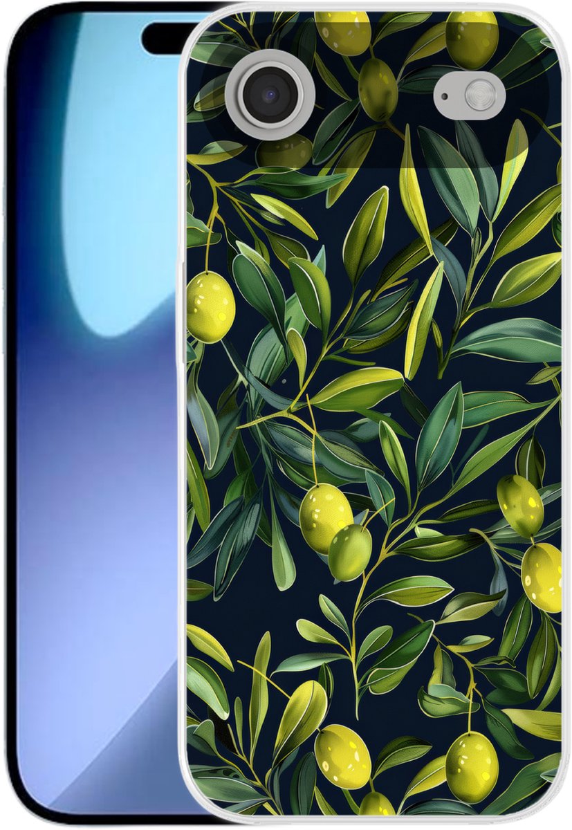 Telefoonhoesje Geschikt voor iPhone Air hoesje - Citroenen - Bladeren - Natuurlijk - Siliconen Telefoonhoesje Telefoonhoesje
