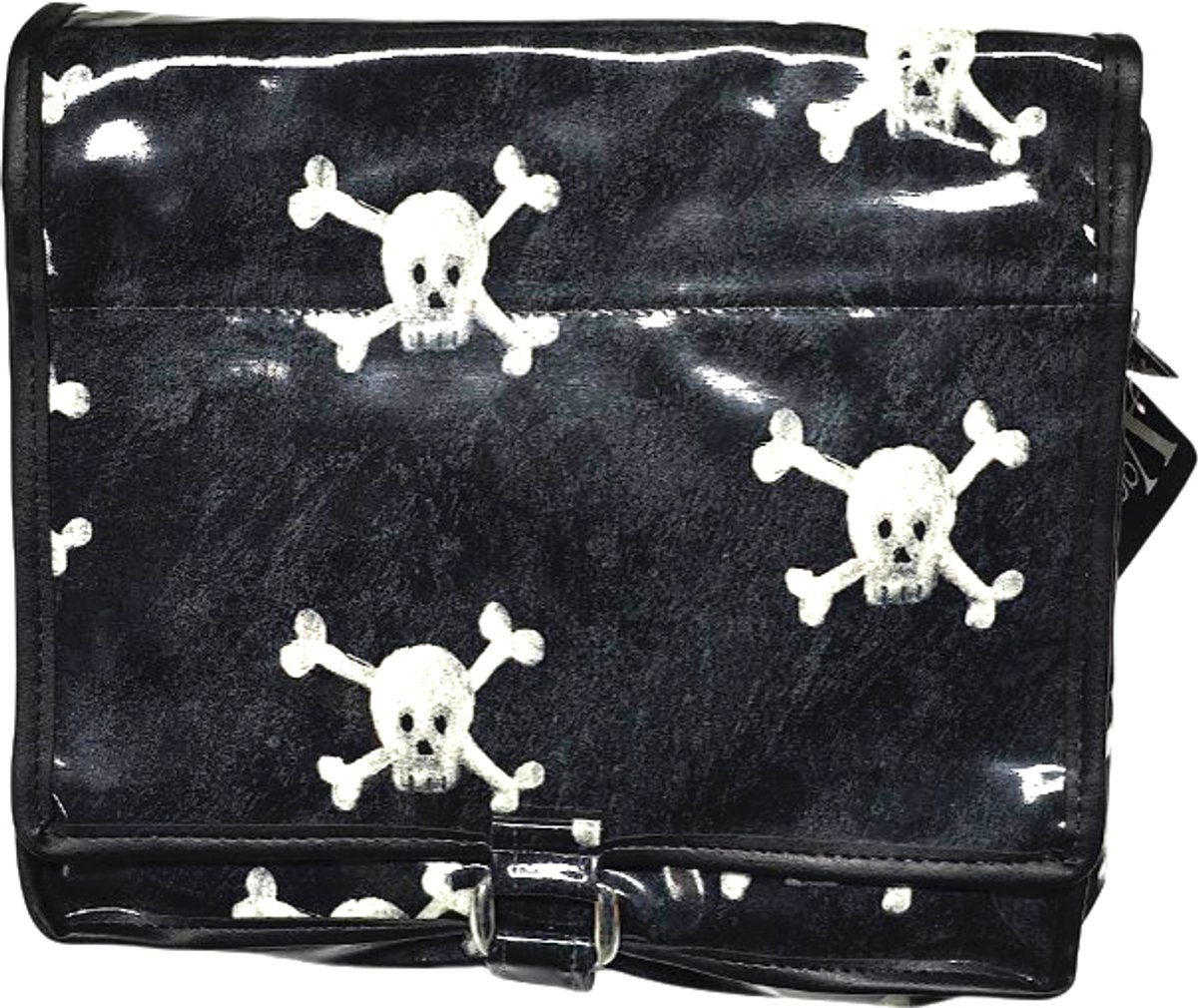 Vagabond - Toilettas - Combi - Hang-up/Deluxe Holdall - "Jolly Roger"- Afwasbaar - Gelamineerd Katoen - afmeting 26 x 7 x 23 cm.