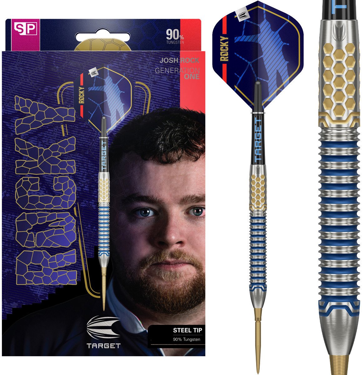 Target Josh Rock G1 Swiss Point Dartpijlen - 90% Tungsten - Zilver