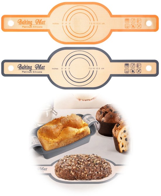 2 Stuks Ovale Bakmat van Duurzaam Siliconen - Bakmat - Bakmatten - Broodslinger Zorgt - voor Het Soepel Optillen van Het Brood uit de Pan - Broodbakmat- Broodmat - Brood Bakken