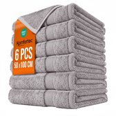 Komfortec Handdoeken - Handdoeken 50 x 100 cm - set van 6 - 100% Katoen – Handdoeken set - Zacht - Zilver