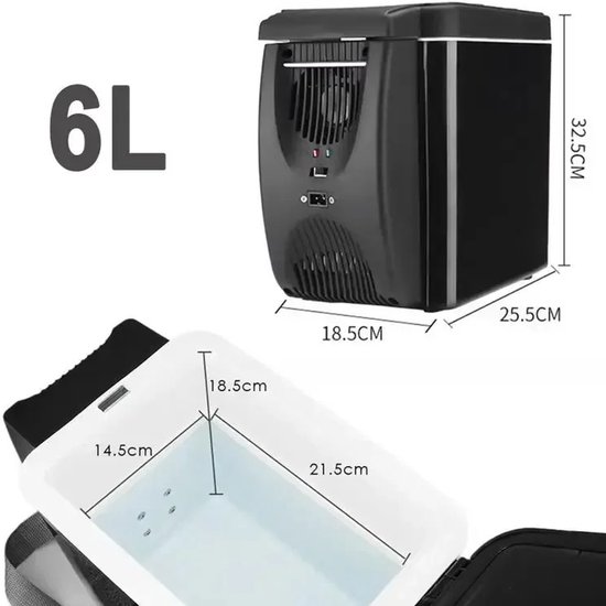 Aafinity Koelkast - Mini Koelkast - Koelbox - 6 Liter - Voor in auto - Voor onderweg - Voor camping of picknick - Zwart - 12 VOLT van Aafinity — afbeelding 2