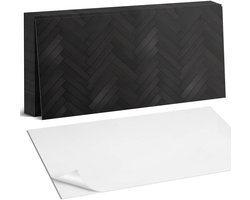 Coloray Plaktegels - Visgraat parketpatroon Zelfklevende Wandtegels - 40 cm x 20 cm - Zwart Plaktegels - 10 stuks - Rechthoek PVC Tegels - Plaktegels Badkamer - Vloertegels Zelfklevend - Vinyl Tegels - Portugese Tegels