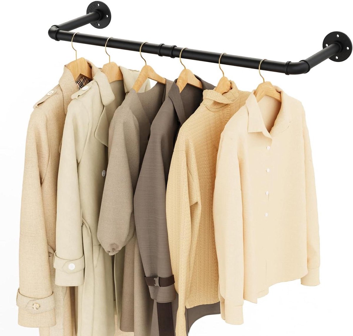 CSGoods - Wandrek kledingstang voor aan de muur, 80 cm, zwart - Ruimtebesparend voor winkel en wonen