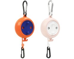 Reiswaslijn - Waslijn Oprolbaar - Camping Waslijn - Drooglijn - Uittrekbare Waslijn - Kledinglijn - Vakantie Accessoires - Camping Droogrek - Draagbare Waslijn - Compact Design - Met Karabijnhaak - Antislip - Binnen en Buiten - Camping Gear - 2 stuks