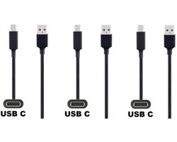 3 stuks OneOne 2,2m USB C kabel. Handige extra sterke laadkabel. Oplaadkabel snoer past op Universeel Asus, ZTE, Fairphone, Sony, OPPO, Nokia, Acer, Arnova, BlackBerry, Anker (Soundcore), Archos, Cardo