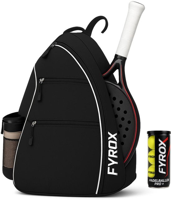 Padeltas – Sporttas met Flessenhouder & Ophanghaak – Rugzak voor Padel, Tennis & Sport – Zwart - Unisex
