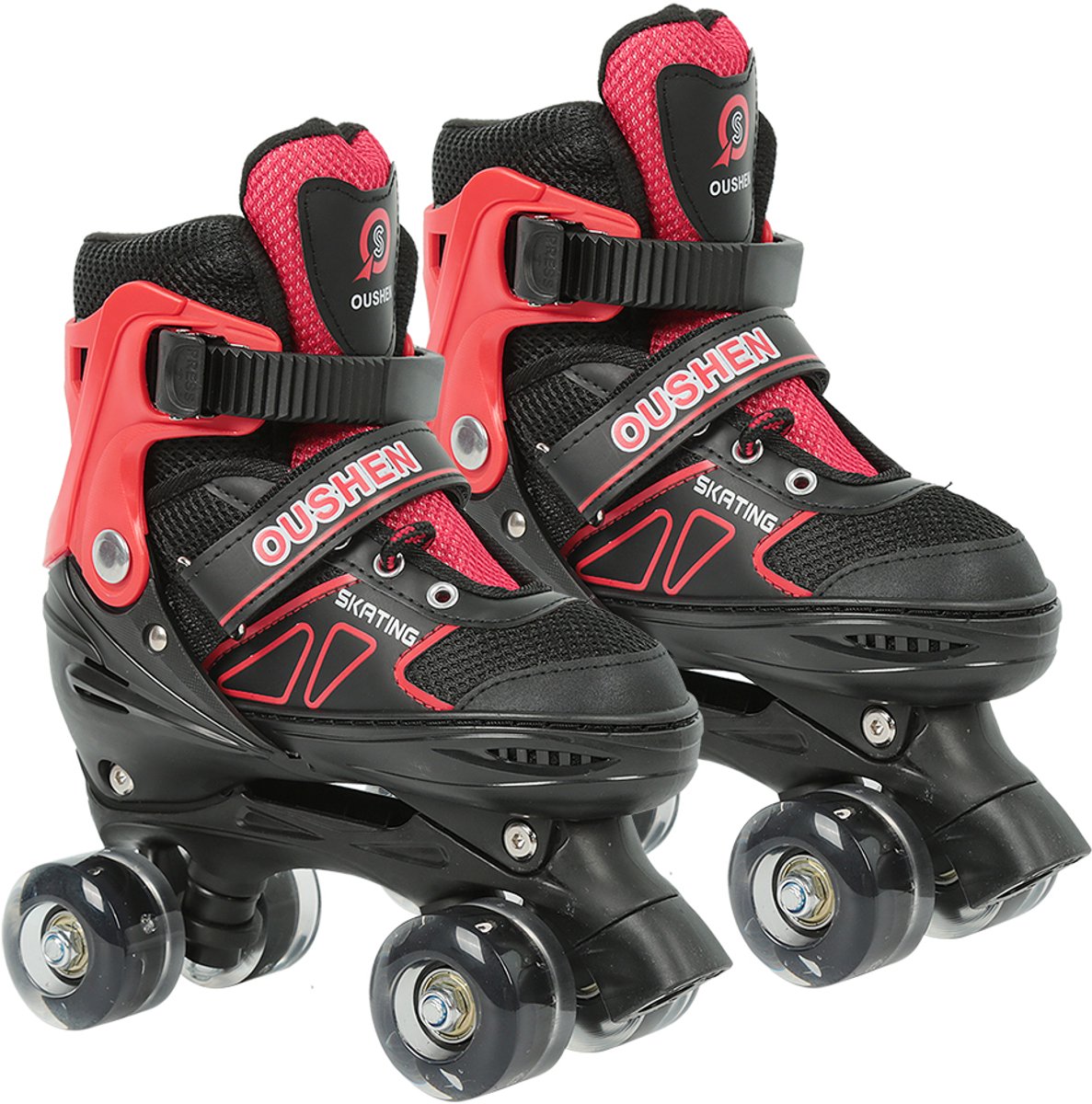 PIPIPOXER-Kinder rolschaatsen verstelbaar 27-32 kinderskates knipperend Rood