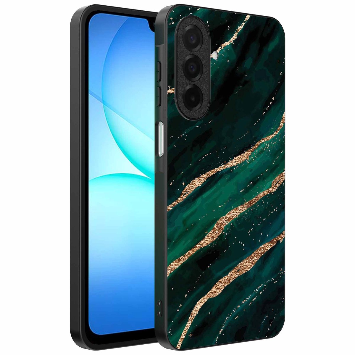 Geschikt voor Samsung Galaxy A17 Telefoonhoesje met marmer opdruk - TPU backcover case marble design - Groen Goud - Smartphonica geschikt voor Samsung Galaxy A17