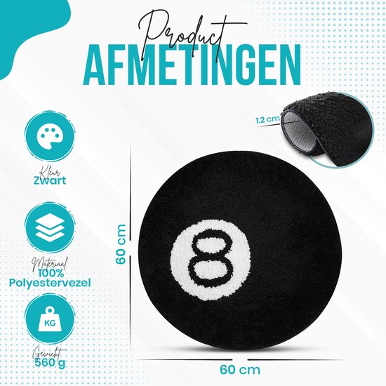 Y2k Tapijt, 8 Bal Tapijt 32 '' Ronde 8ball Tapijt Zacht En Abosorbens Acht Ball Tapijt Niet -slip Flocing Gebied Tapijt Wasbaar Decoratief Tapijt Voor
