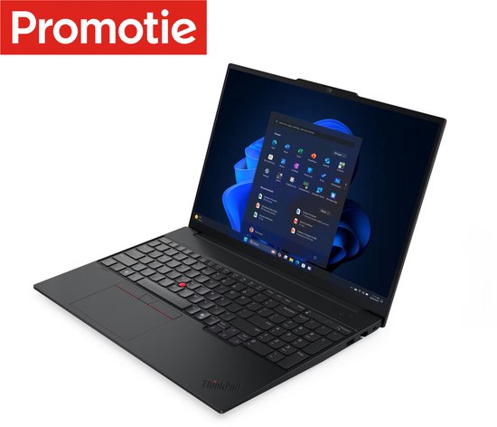 Lenovo ThinkPad E16 Gen 3 (Intel) Intel Core Ultra 5 225U Laptop 40,6 cm (16") WUXGA 16 GB DDR5-SDRAM 512 GB SSD Wi-Fi 6E (802.11ax) Windows 11 Pro Engels Zwart - Lenovo - Hoofdafbeelding