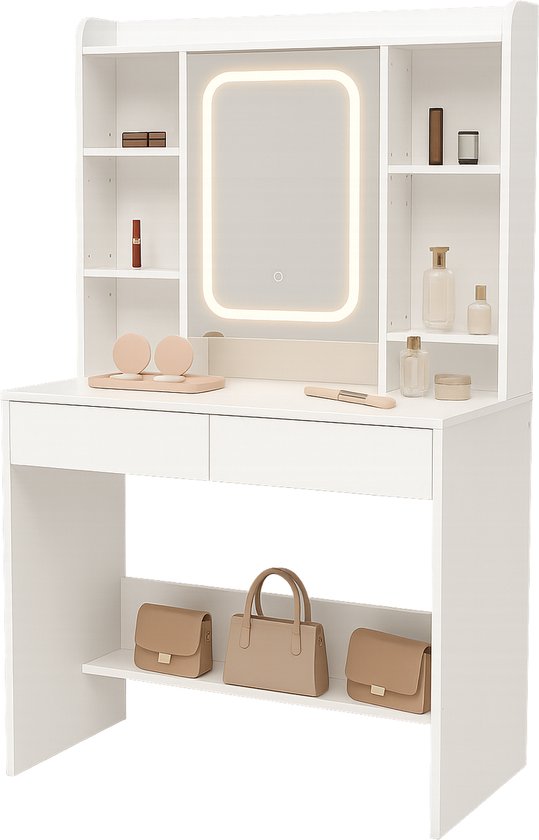 Monza Home® Make-Up Tafel – Kaptafel met Spiegel en Verlichting ...