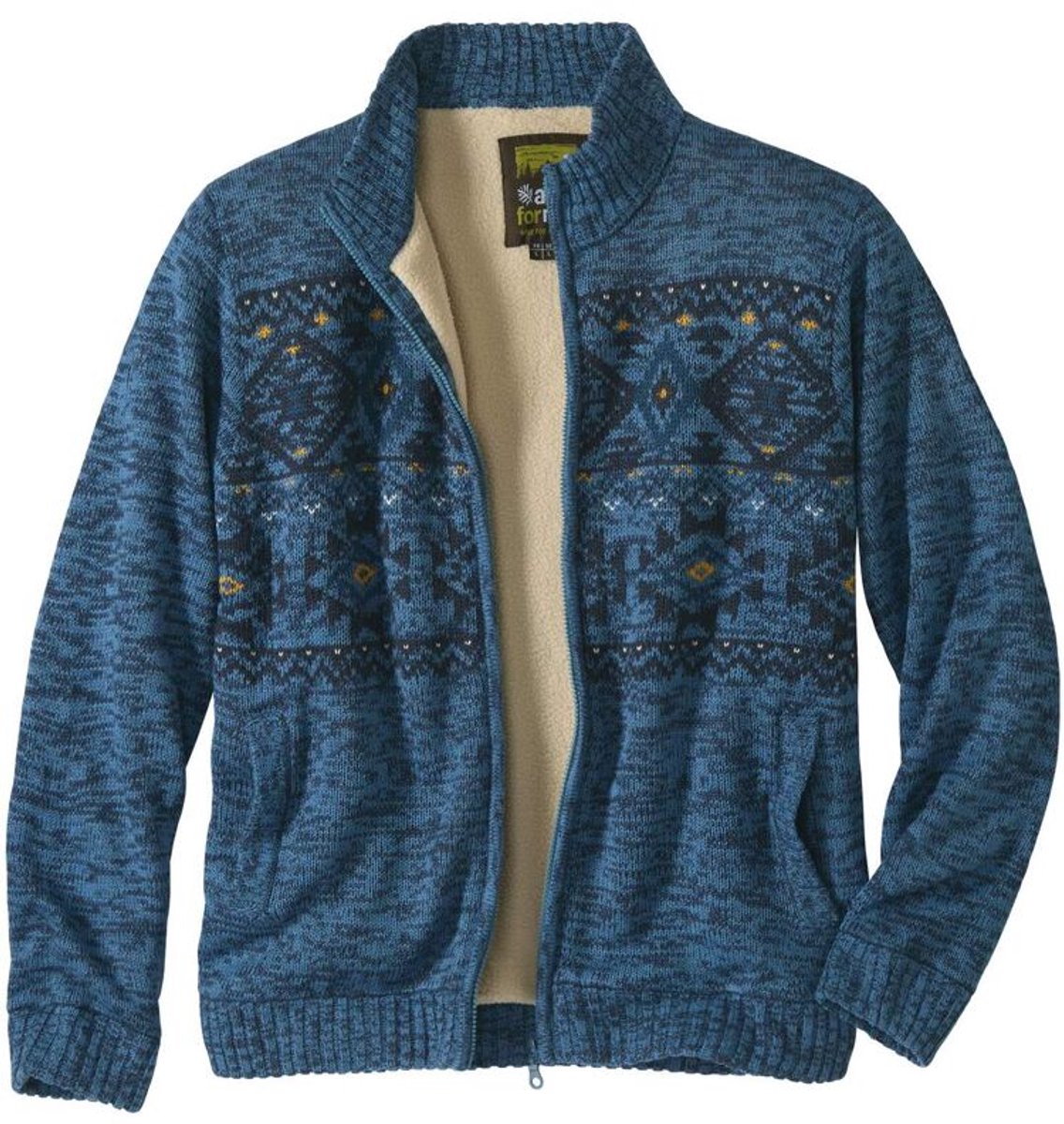 ATLAS FOR MEN - Gebreide jas met jacquardmotief en sherpavoering - Heren - Verkrijgbaar in grote maten - 5XL