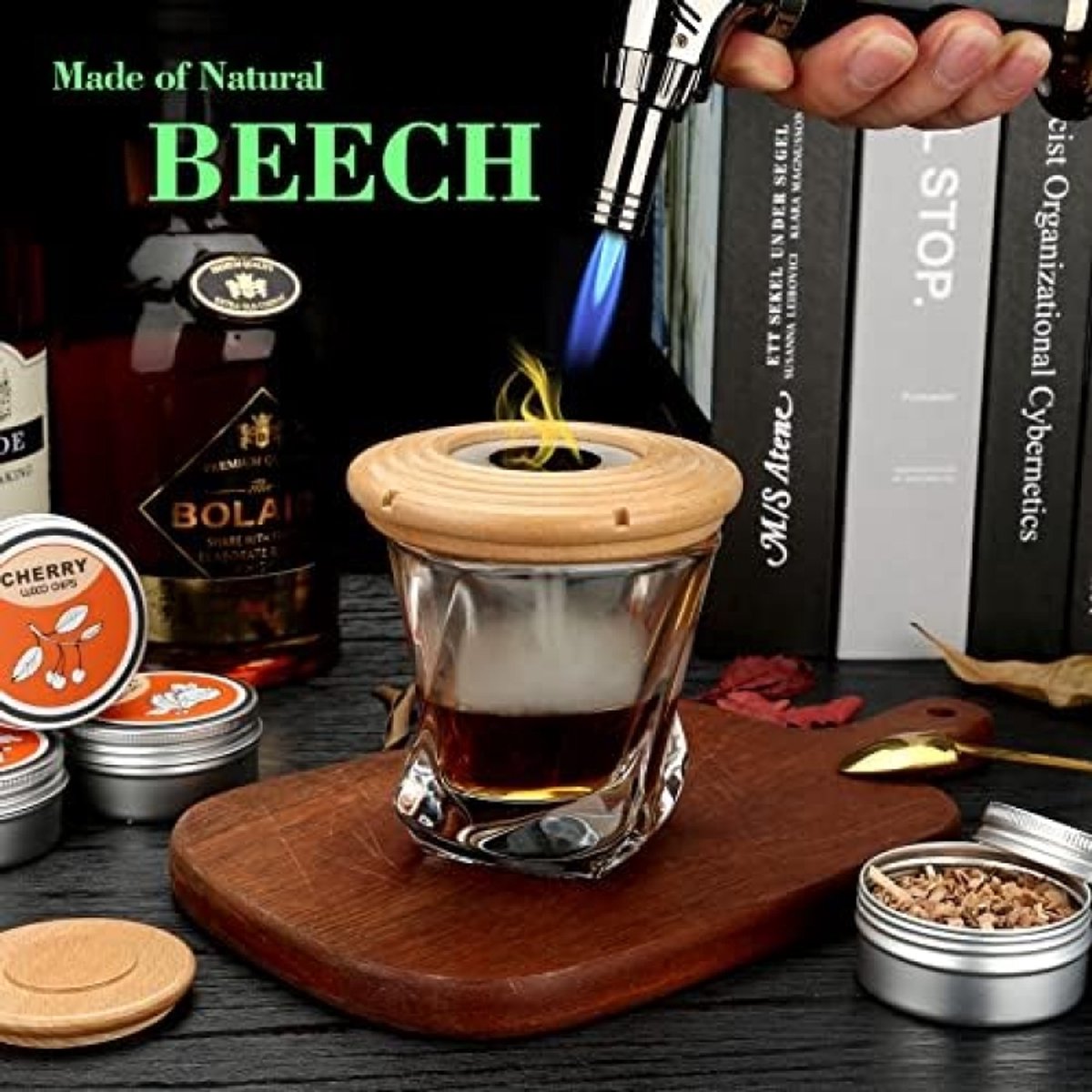 Stunq® Cocktail Roker Set - 4 Houtsmaak Variaties - Professionele Dranken Smoker