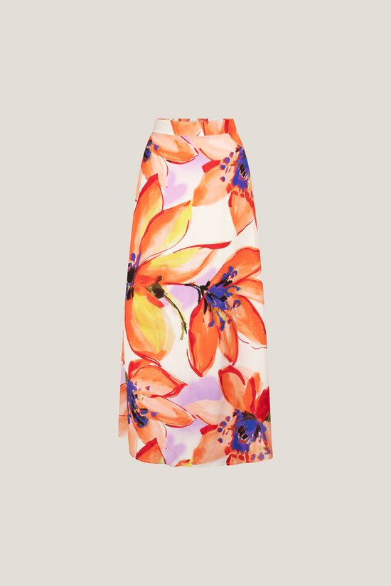 Jansen Amsterdam Wbf658 Jupe longue imprimée tissée Jupes Femme - Oranje - Taille XXL