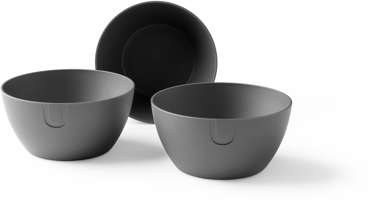 UBITE bio-based bowl (S) - set van 3 - Grafiet Grijs - Ø 14 cm - kom/schaal/bak - duurzaam
