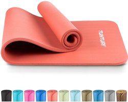 Tunturi NBR Yogamat Anti Slip - Fitnessmat Extra dik & zacht - Sportmat - 180x60x1.5cm - Incl Trainingsapp - Rose Goud
