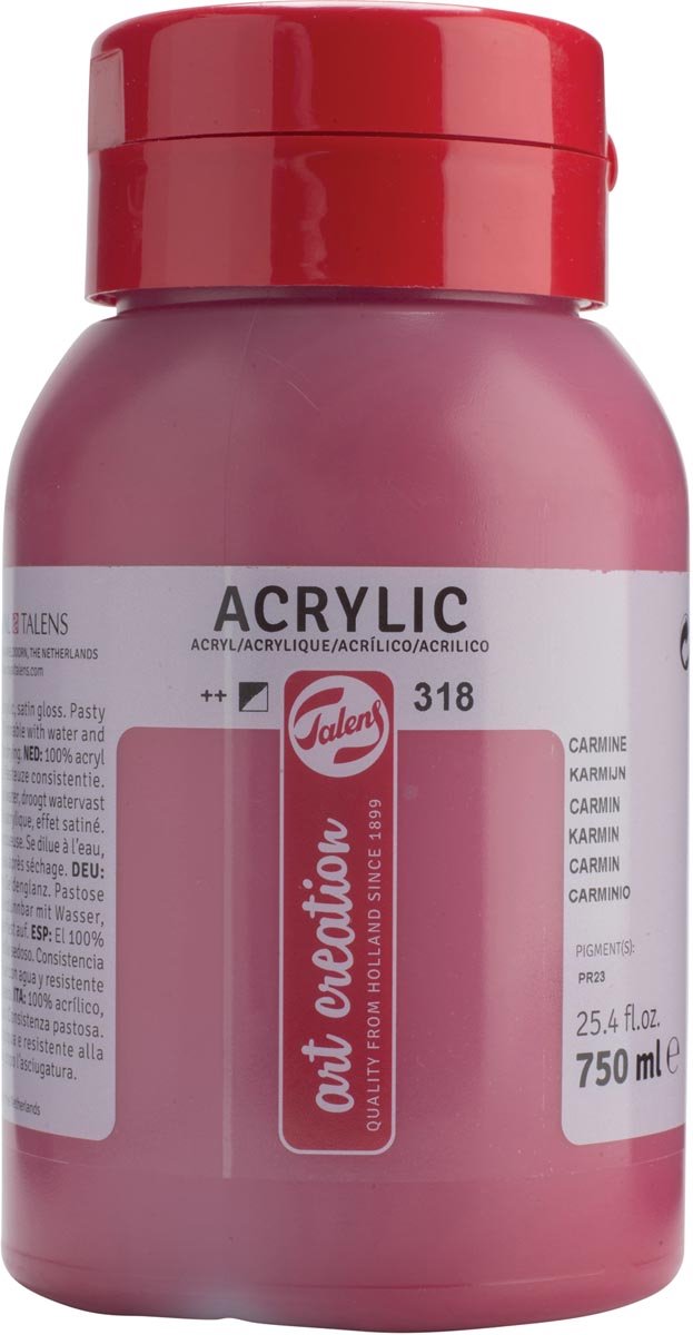 Talens Art Creation Acrylverf Pot 750 ml Karmijn 318 — afbeelding 3