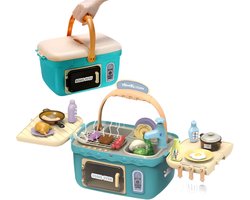 Keuken Speelgoed - Picknick Mand - Speelgoed winkel - Speelgoed Keuken - Speelgoed Eten - Blauw