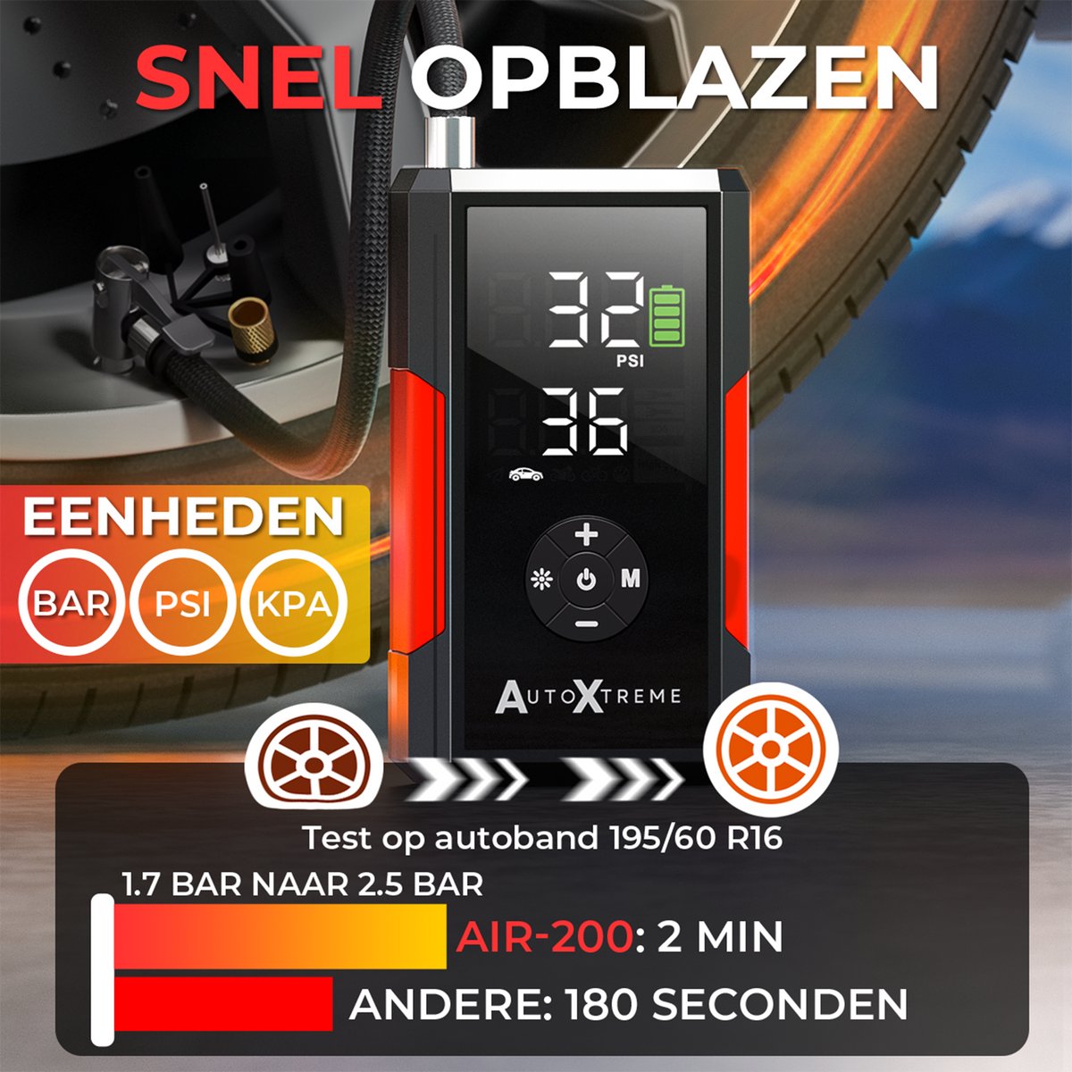 AutoXtreme Air-200 Bandenpomp Auto en Fiets 12V thumbnail 6