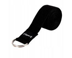 Yoga Stretchband 3m - Verstelbaar met D-ringen - Zwart