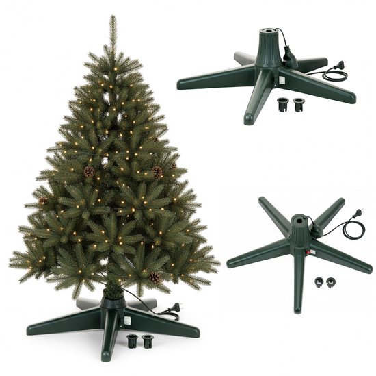COIL Kerstboomstandaard, Kerstboom basis, Roterende standaard, elektrische kerstboomstandaard, geschikt voor kerstbomen tot 240 cm hoog, Groente