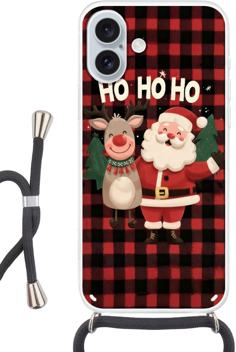 Kerstman - Rendier - Tekst - Rood - Zwart