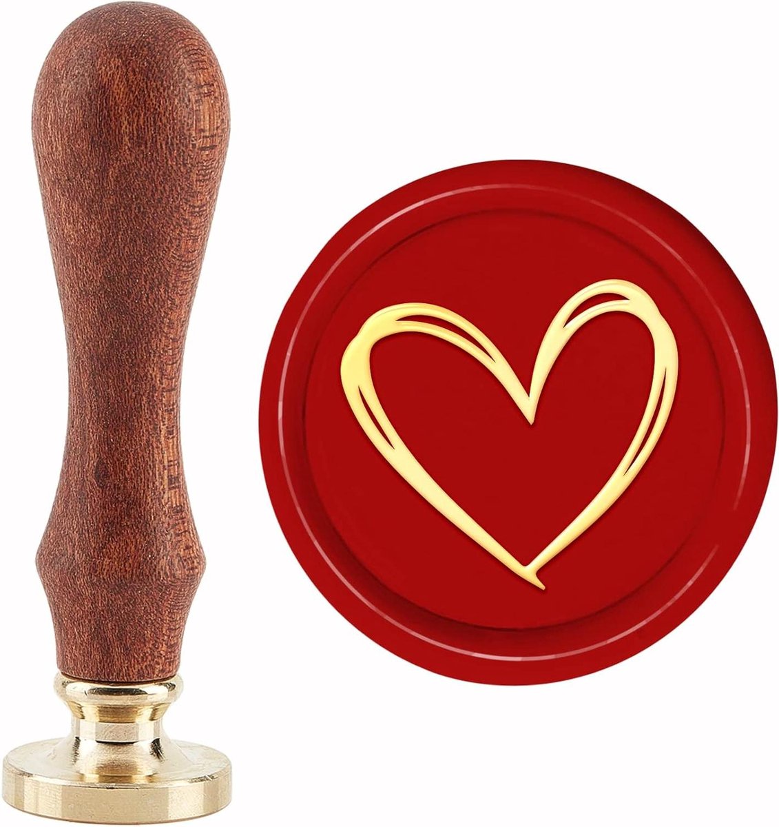 CSGoods - Wax seal stempel voor bruiloft - 30mm - verwijderbaar messing hoofd - houten handvat - verjaardag bruiloft uitnodigingen - gift wrap