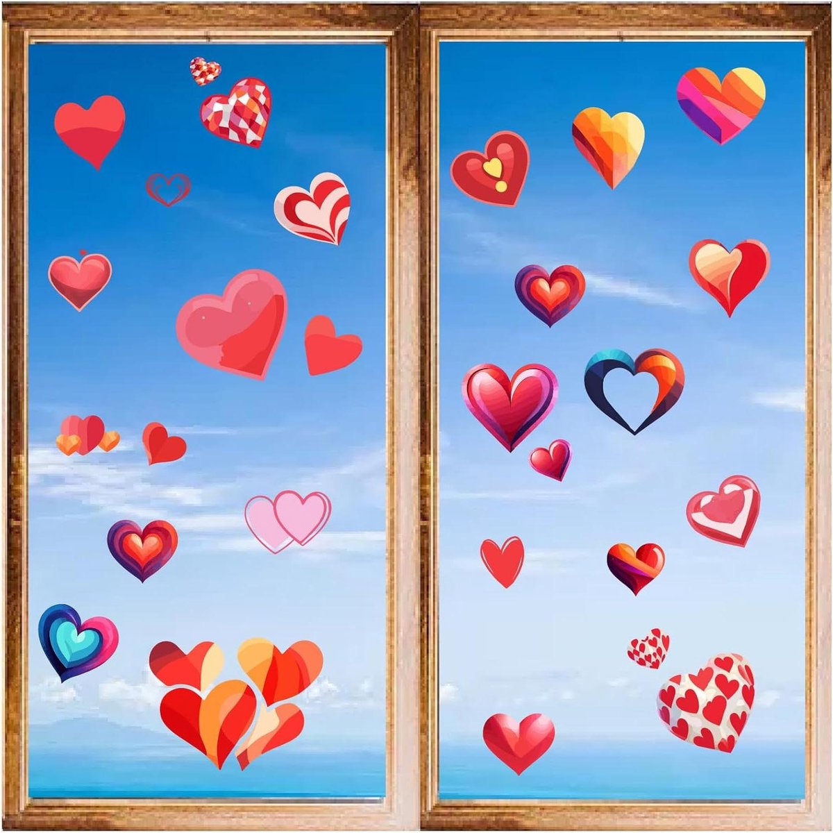 CSGoods - Hart Raamstickers Valentijnsdag Zelfklevend PVC Waterdicht Decor Woonkamer Afpellen en Plakken