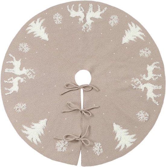 Kerstboomrokken - Kerstboomrok - Acrylvezel - Kerstboomkleed - Kerstboom Huls - Kerstboomdeken - Rond - Voor Kerstversieringen voor de Feestdagen - 92cm - Beige