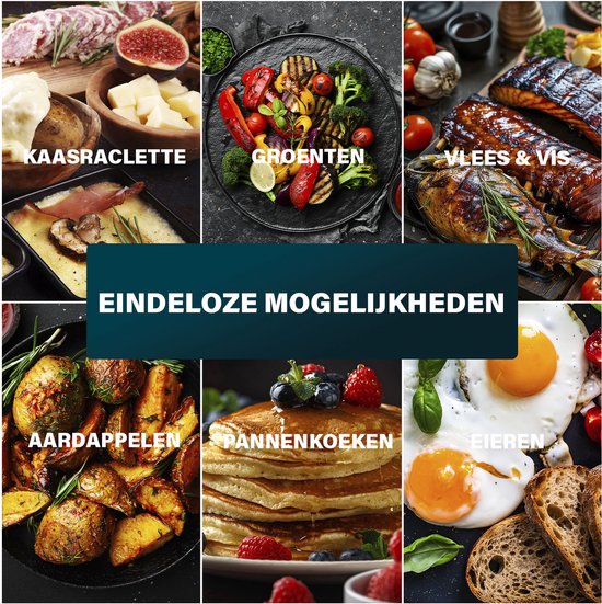 Princess Gourmetstel 162700 - Raclette Oval Grill Party - Speciaal crêpegedeelte - 8 personen - 43 x 30 cm - 2 meter snoer - 1200W - Regelebare thermostaat - 8 pannetjes — afbeelding 4