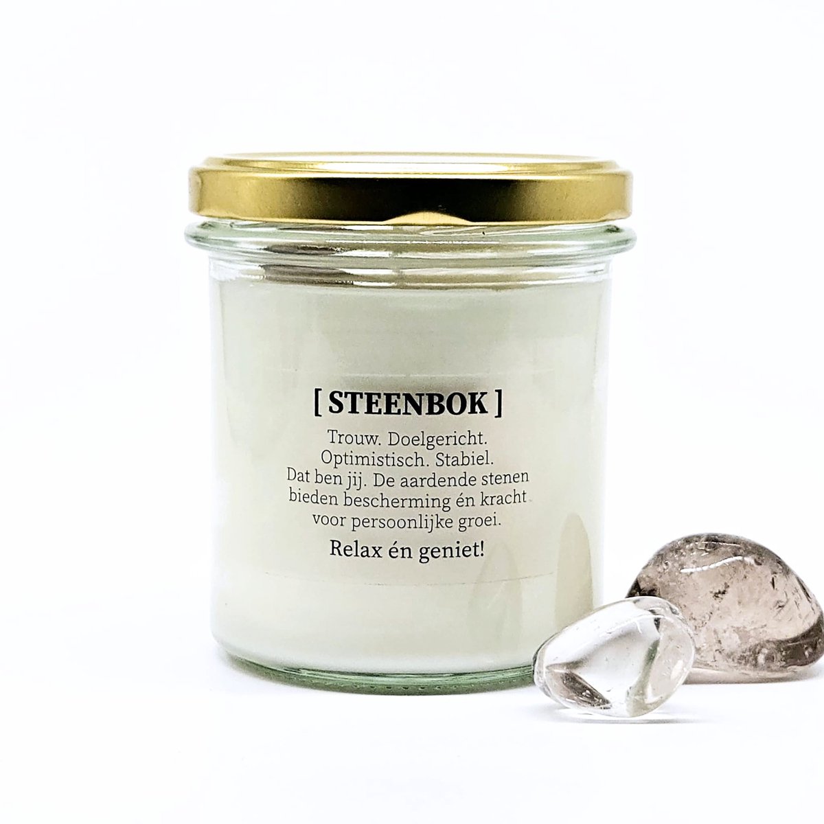 Candlelight-on - sterrenbeeld kaars met edelstenen - Steenbok - o.b.v. sojawas en etherische oliën