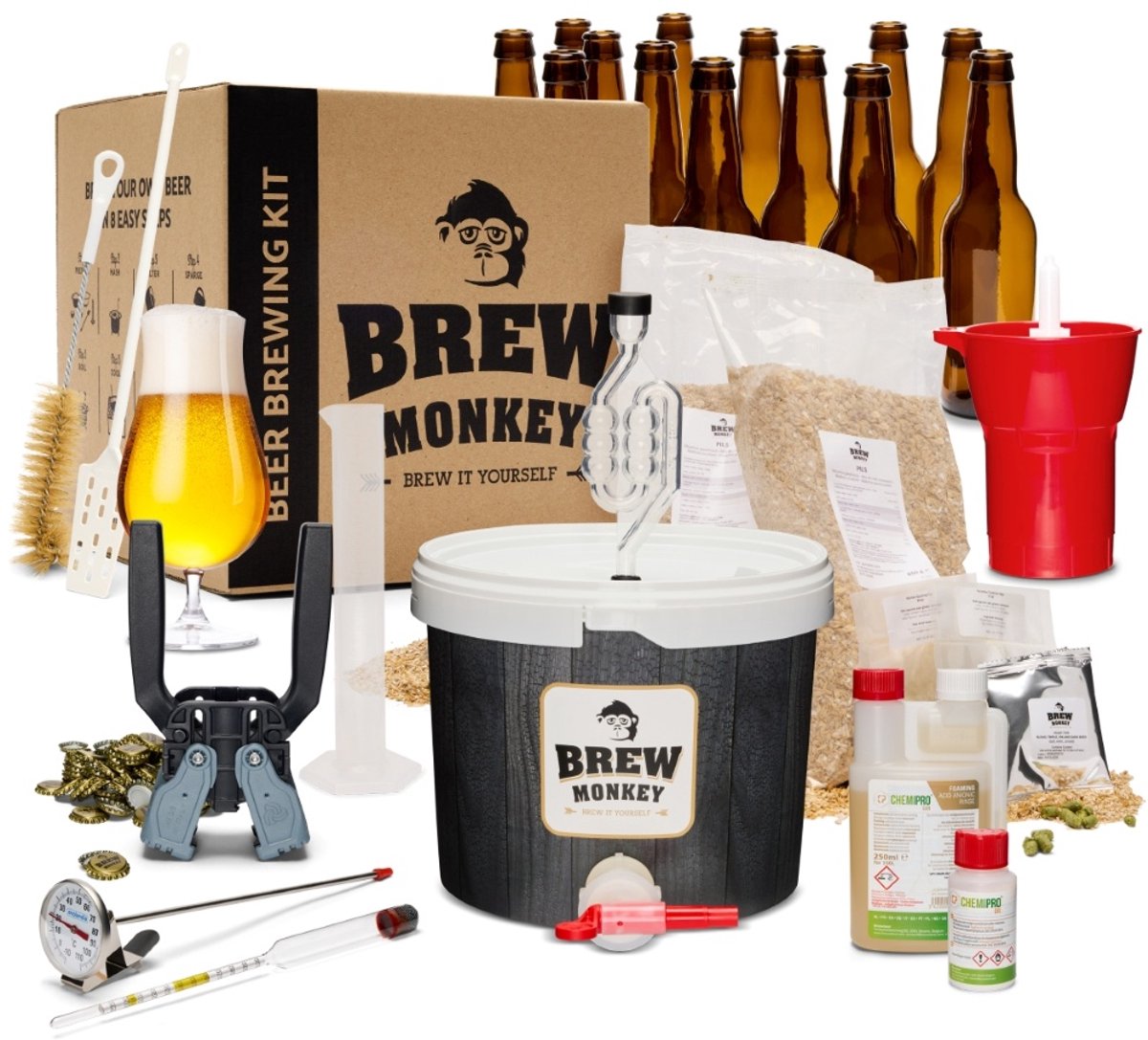 Brew Monkey Platinum Tripel - Bierbrouwpakket - Brouwen met Verse Ingrediënten - Zelf Bier Brouwen Bierpakket - Startpakket - Gadgets Mannen - Vaderdagcadeau - Verjaardagscadeau voor Mannen