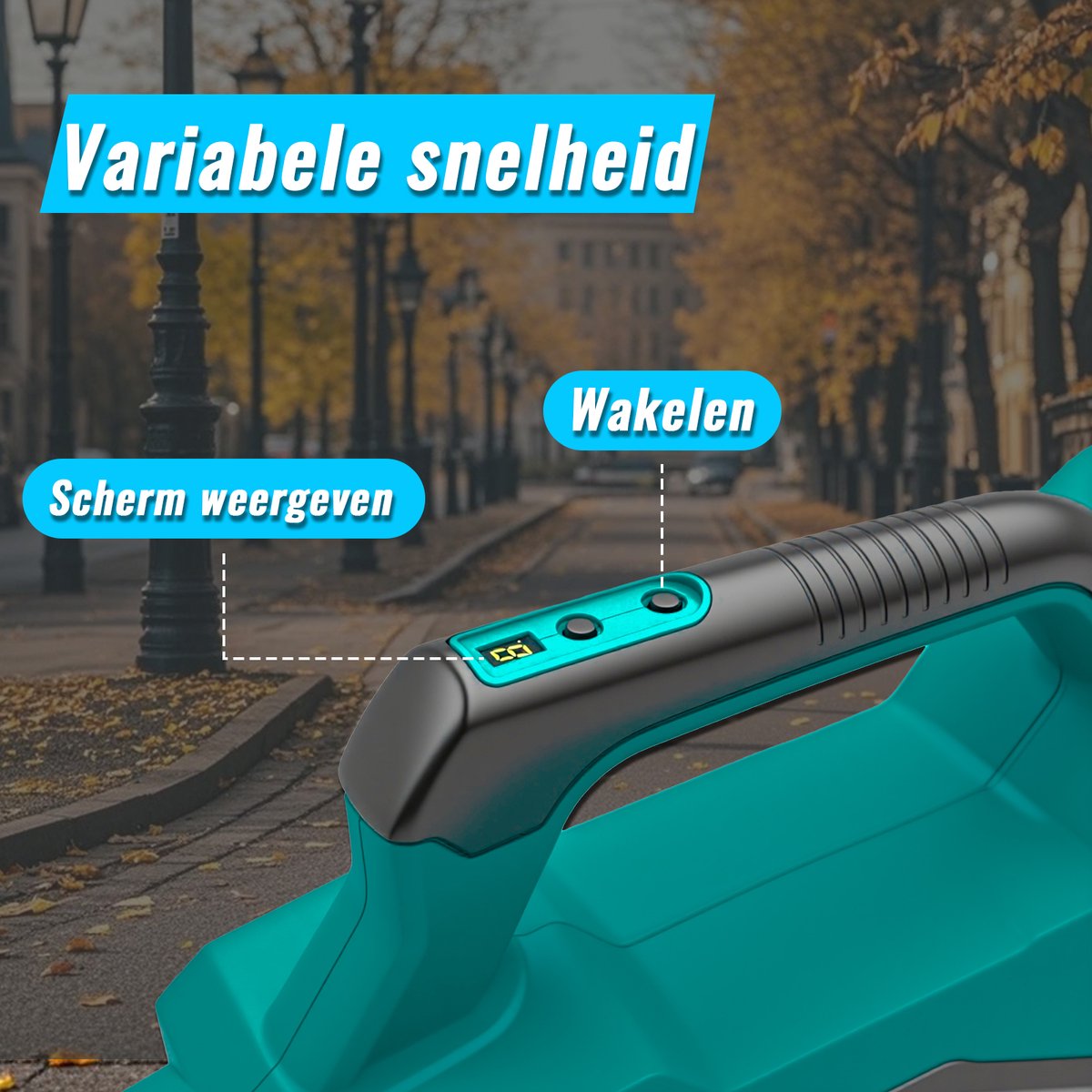 Draadloze bladblazer, variabele snelheidsstanden, 2×5,5Ah-accu's & snellader, lichtgewicht elektrische bladblazer voor gazononderhoud, tuin, bladeren, stof & sneeuw – foto 7