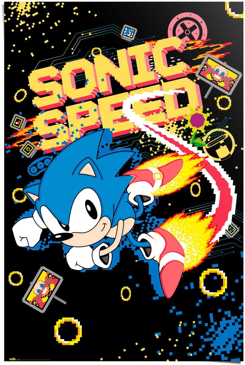REINDERS Poster Sonic - speed - 91,5 x 61 - Papier - REINDERS Bonte kleuren
