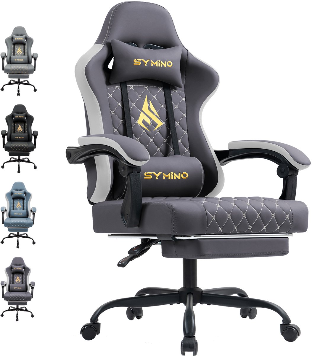 Symino FZ Gaming Stoel met Voetsteun - Ergonomisch - Grijs - Symino - €120,39
