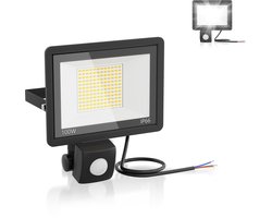 Aufun LED Schijnwerper Koel wit met Bewegingssensor - 100W 3500LM 6500K IP66 voor Tuin/Terras/Garage
