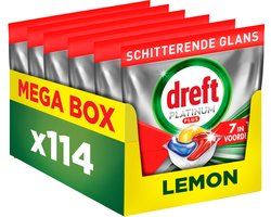 Dreft Platinum Plus Vaatwastabletten Citroen - Anti-Dofheidstechnologie - 6 x 19 stuks